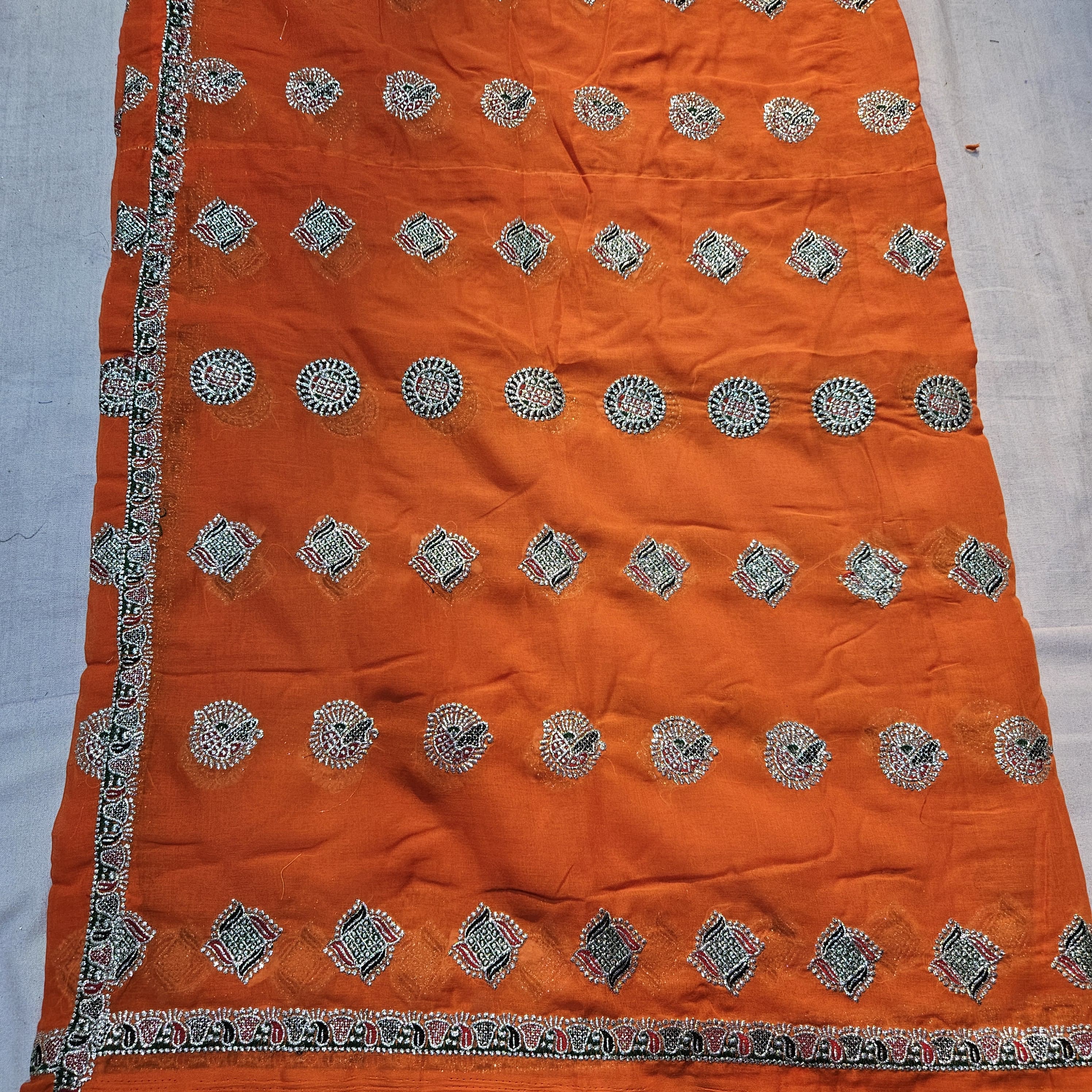 Meenawati Ghagra Choli with Orange Lugdi – Perfect for Weddings & Festivals