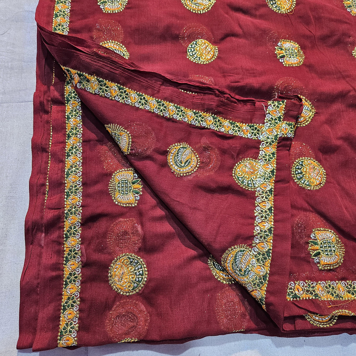 Ethnic Rajasthani Lehenga Choli with Deep Maroon Lugdi