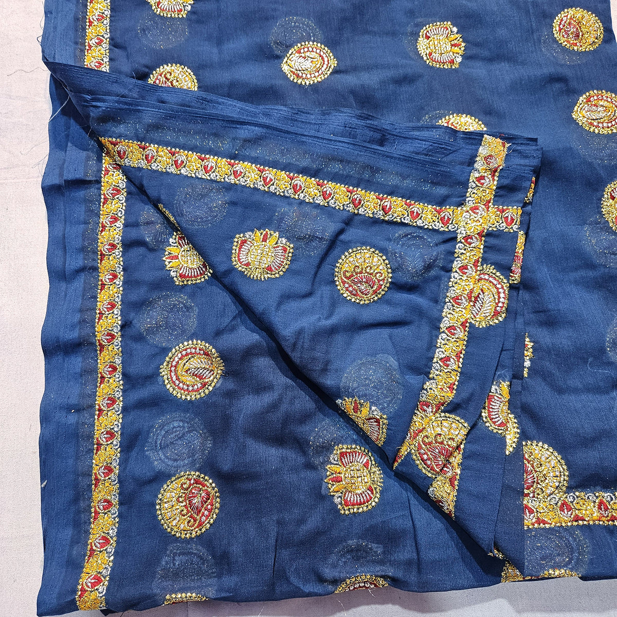 Ethnic Rajasthani Meenawati Dress – Navy Blue Lugdi Dupatta Lehenga Choli for Weddings